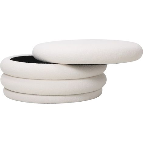 POUF CONTENITORE ROTONDO DIAM. CM 81 H. 38 IN TESSUTO EFFETTO BOUCLE' PANNA