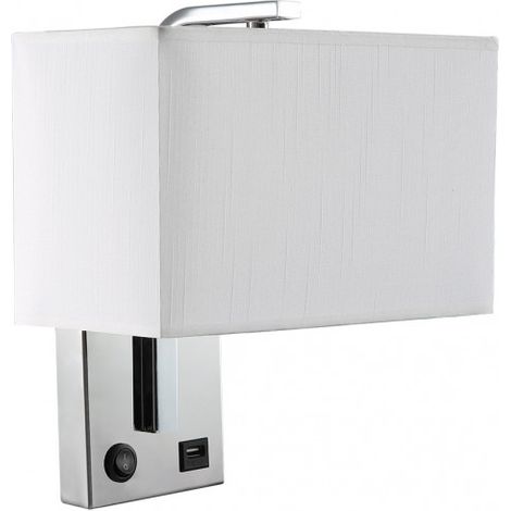 Applicare 1xE27 e porta USB Agatha Chrome/Pan.blanca 27x25x15cm Con interruttore
