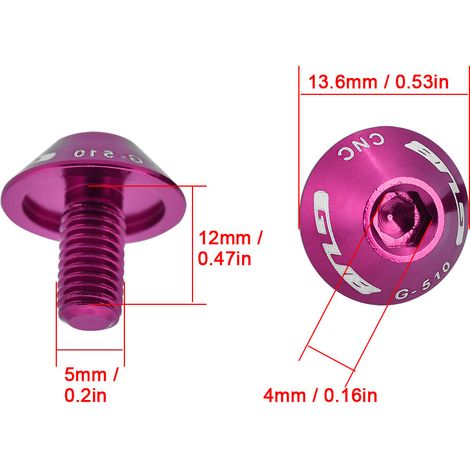 GUB G-510 Lot de 2 vis de fixation M5  12 mm pour porte-bidon de vélo (violet) (1/5)