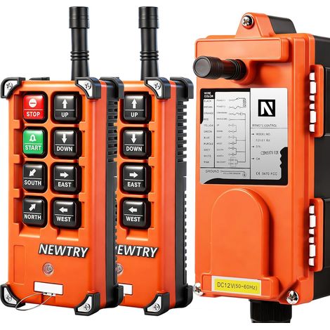 12V Télécommande pour Grue à Double émetteur Contrôleur Industriel 6 canaux, portée de 100 m, étanche à IP65, boîtier robuste, signalisation dédiée, pour appareils de levage, grues et camions (1/5)