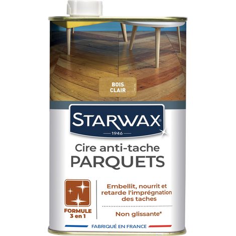 Cire Starlon anti-tache pour parquets cirés 1L Bois clair STARWAX