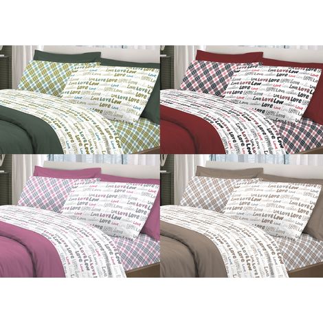 Completo Lenzuola Letto Linea Young 100% Cotone Disegno Love Love, misuraPiazza E MezzacoloreRosso (1/5)