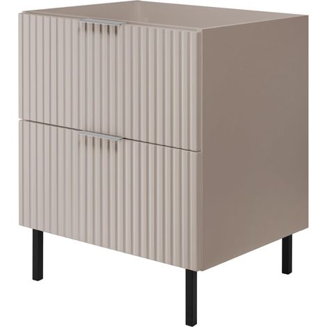 Mobile lavabo, Cashmere, 60 x 77 x 46 cm, maniglia argento, gambe nere, senza piano