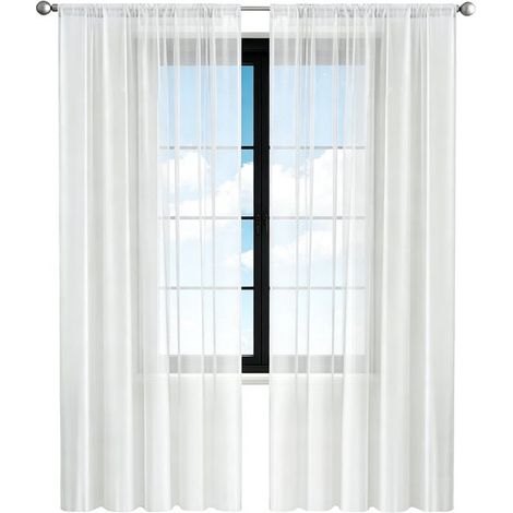 Transparente Gardinen (2-teiliges Set, 100 x 130 cm) – Leichte, weiche, weiße, halbtransparente Fenstervorhänge (1/5)