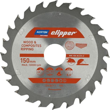 Kreissägeblatt Norton 150mm x 30mm x 24 Zähne Hartmetall