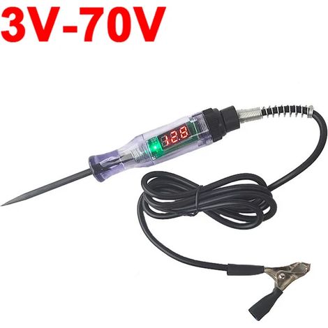 Testeur de tension numérique 3V-36V pour voitures et camions : stylo testeur de tension CC à fil à ressort et sonde longue – outil de diagnostic-AquaForge