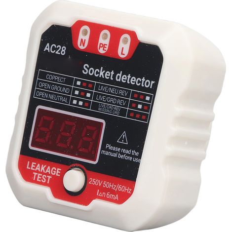Détecteur de phase ANENG AC28 - Prise de courant - Testeur de polarité neutre/phase/terre - Détecteur de tension - Norme européenne 220 V (1/5)