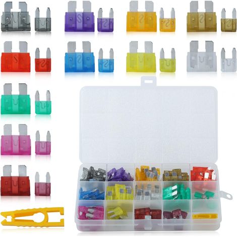 120pcs Assorted Auto Mini Car-Truck Blade Fuses Set Para Carro Car Fuses 2A 3A 5A 7.5A 10A 15A 25A 35A 40A Mini Standard Mini Fuse Assortment (1/5)