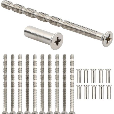 10 Pièces Vis de Connexion avec Boulon Kit, Acier Inoxydable Vis Poignee Porte M4, pour Écussons, Tiroirs, Armoire, Poignée de Porte (1/2)