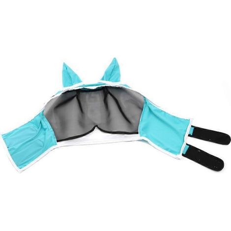 Fliegenmaske mit Ohrenschutz, Mücken- und Insektenschutzmaske für Pferde, Ma Chao Comfort Fliegenmaske, Pferdekopfmaske, blau (1/5)