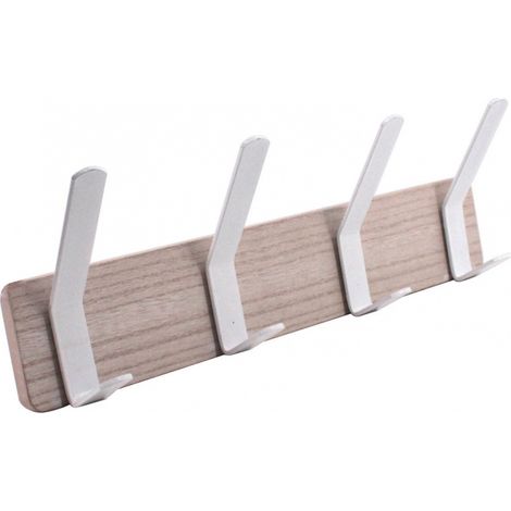 Südseitige Garderobe mit 4 Haken, Wandmontage, Holz, weiß SANS MARQUE