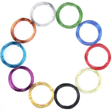 10 bobines fil aluminium coloré oxydé flexible 0,8mm pour bricolage vélo tissage forme (1/5)