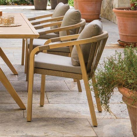 Hesperide – Fauteuil de jardin en acacia FSC – Coussins déperlant – Dimensions L. 58 x l. 66 x H. 76 cm – Poids max 110 kg – 7,1 kg