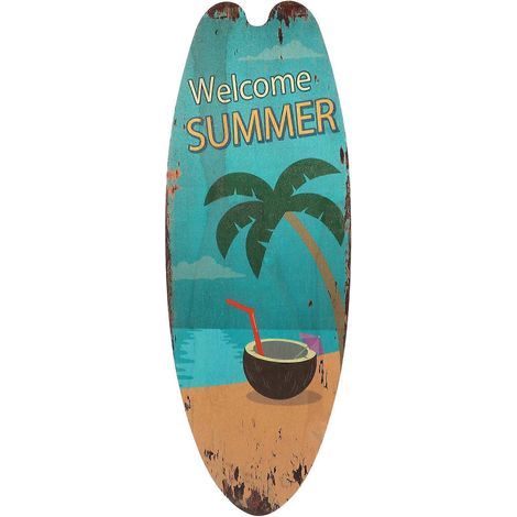 Sommerliche Wanddekoration im Surfer-Stil, Holz-Surfbrett-Optik, ideal für Partys und Bars. Siehe Foto. – 45 x 16 cm (1/2)