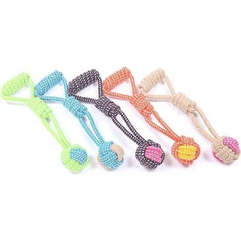 Corde à tirer pour chiot, jouet de dentition pour chien, jouet à tirer en coton résistant, balle à tirer, convient aux jeux de lancer et aux jeux interactifs. (1/4)