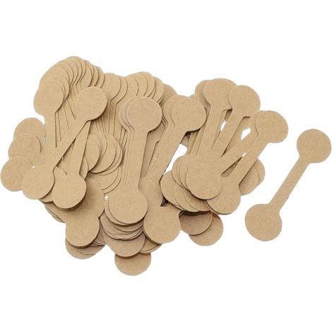 Pack of 100 blank self-adhesive price tags for rings, bracelets, small crafts, round brown price tags (1/5)