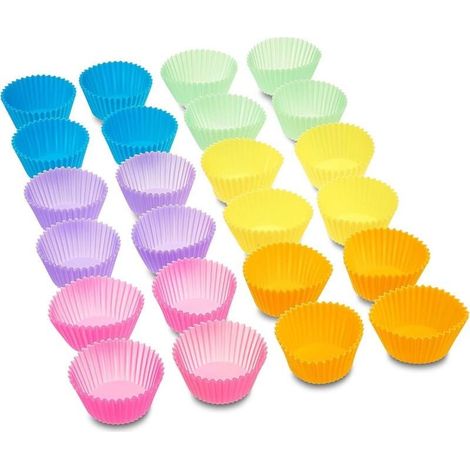 Set mit 24 wiederverwendbaren Silikon-Muffinformen – Mehrfarbig – Perfekt für leckere Muffins – BPA-frei und hitzebeständig (1/5)