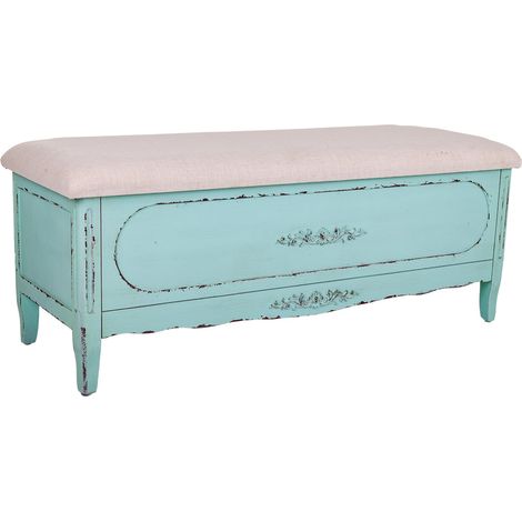 Banqueta de madera azul 120x43x48 cm