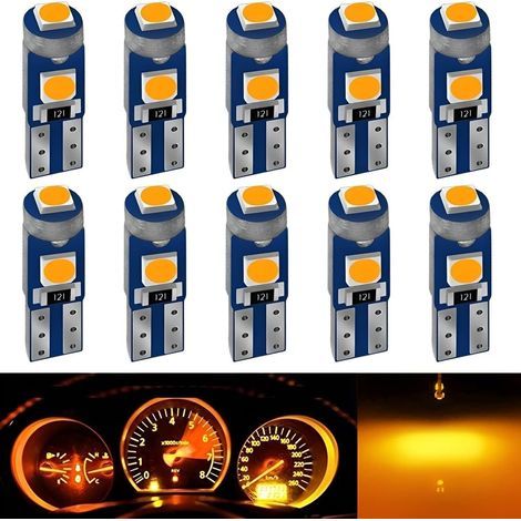 10 bombillas T5 W3W con LED PC74 2721, 27, 37 y 286, 12 V, 20 lúmenes, 0,7 W, chips 3SMD 3030, para iluminación interior del salpicadero del coche, sustitución de la luz del cuadro de instrumentos aut (1/5)
