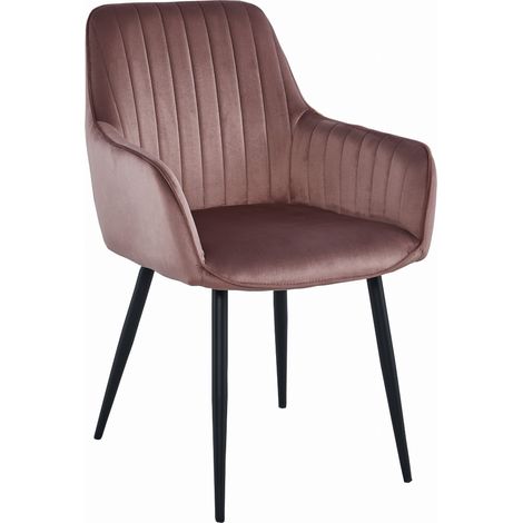 Fauteuil Valora SELO velours rose pieds noirs assise confort (1/5)