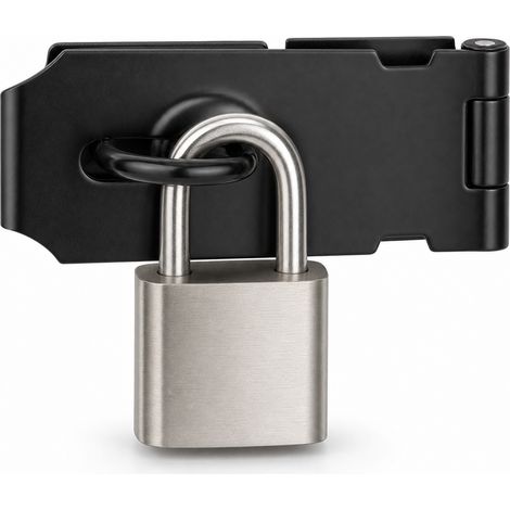 Verrou de Porte Inox 304 Noir Cadenassable pour Placard 10,8 cm
