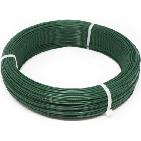 Fil d'attache en acier galvanisé plastifié pour grillage ou autre - 100 m x 1.3mm Ø - Vert - (1/3)
