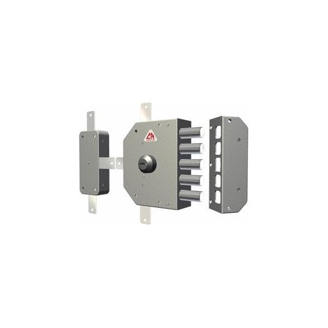 Serratura Porta Blindata con Cilindro Chiusura Quintupla 5 Catenacci + Chiave - Entrata 60 mm Mano Sinistra - 3300C-02N (1/2)