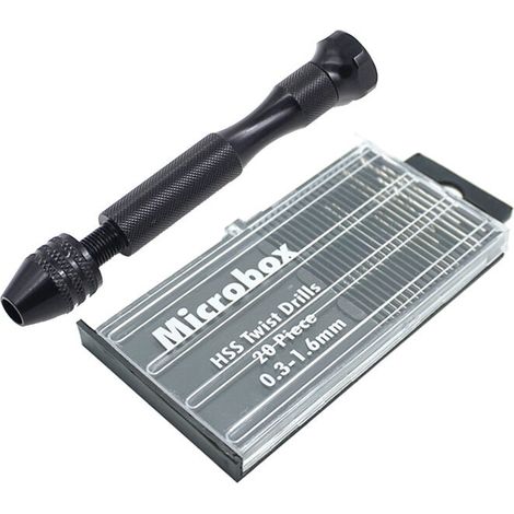21 Pièces Ensemble de Pin Vise Comprend Perceuse à Main Pin Vise et 20 Pièces Mini Forets Hélicoïdaux (0,3 à 1,6 mm) pour Diy Bois Argile Résine Moulage Fabrication de Pendentif Bijoux (1/5)