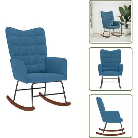 Sedia a dondolo per casa - vidaXL Sedia a Dondolo Blu in Velluto - Sedia a dondolo per ufficio