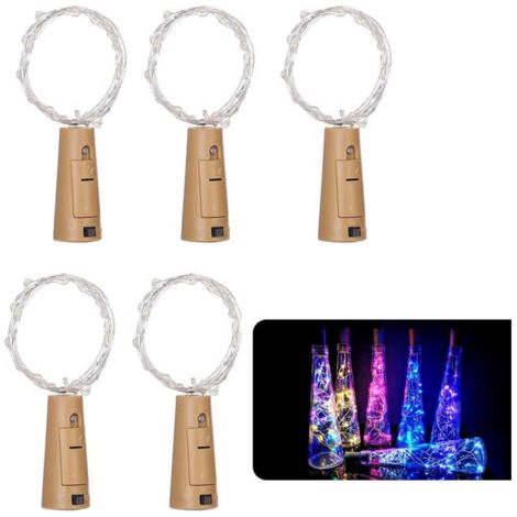 Lot de 5 guirlandes lumineuses en forme de bouteille de vin 2 m 20 LED à piles pour bricolage, fête, décoration, mariage