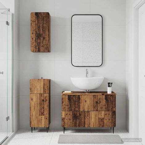 vidaXL 3 Piece Bathroom Cabinet Set ZWOLLE Old Wood Engineered Wood (1/5)