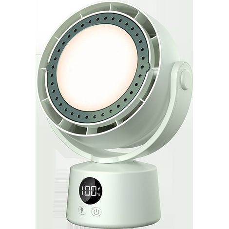 Ventilateur de bureau, Ventilateur sans pales oscillant silencieux avec batterie rechargeable, éclairage LED, 6 vitesses, Petit ventilateur circulateur d'air pour intérieur (1/5)