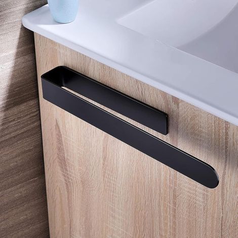 Porta asciugamani nero, nessuna foratura necessaria, 37 cm, porta asciugamani, porta asciugamani da bagno autoadesivo, acciaio inossidabile 304, porta asciugamani da parete per bagno, camera da letto, (1/5)