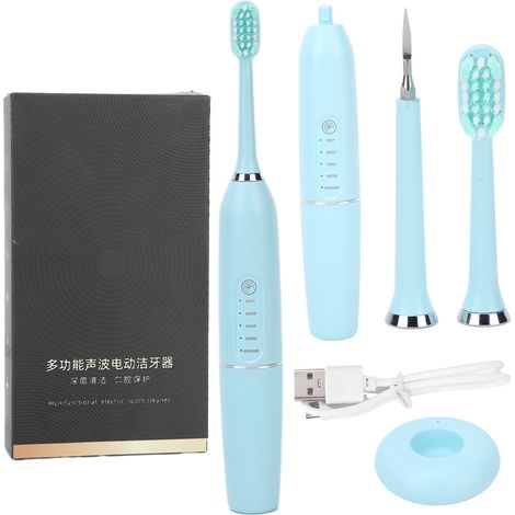 Brosse à dents électrique enfant rechargeable sans fil - Nettoyage en profondeur et blanchiment des dents - Bleu (1/5)