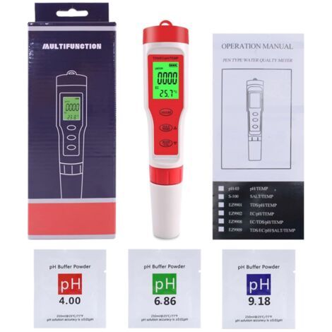 Testeur pH piscine 4-en-1 – pH mètre électronique avec sonde en titane – Précision ±0,01 pH – Pour eau potable, aquarium, hydroponique (1/5)