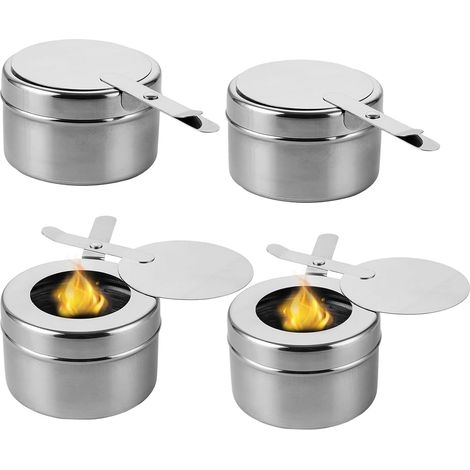 4 Pièces Réchaud Fondue Brûleur à Alcool, Récipients à Pâte Combustible, Brûleur Chafing Dish en Acier Inoxydable, Récipients à Pâte Combustible pour Buffet, Fondue, Camping (1/5)