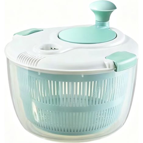 Essoreuse à salade manuelle 5L avec bouton de frein, lave-légumes et fruits pour la préparation en cuisine, lavage et essorage rapides des légumes verts dans un seul bol, bleue (1/5)