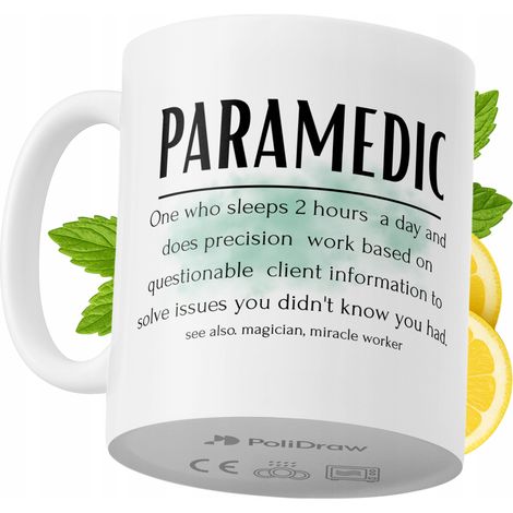 Tazza divertente e umoristica per paramedici, ideale per caffè e tè, con grafica e testo divertenti. Perfetta per compleanni, onomastici e festività. Tazza premium per occasioni speciali, per casa, uf (1/5)