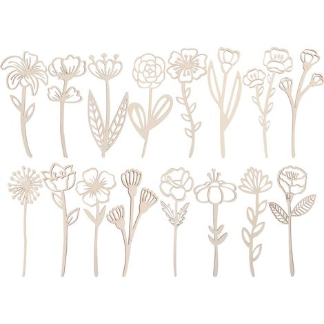 Découpes de fleurs en bois 16 pièces beige pour décoration intérieure rustique, bricolage flexible, ornements floraux pour occasions festives (1/5)