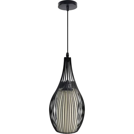 Lampadario da soffitto pendente a sospensione di forma ovale plafoniera nera portalampada con attacco e27 arredamento casa moderno (1/3)