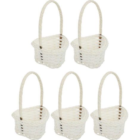 Lot de 5 paniers en rotin synthétique style champêtre, petits paniers à fleurs, paniers à fruits (1/5)