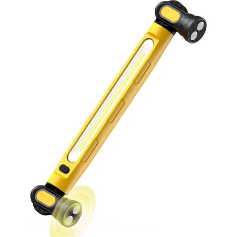 Luz de trabajo LED de 2000 lm, 5000 mAh, ganchos, magnética, recargable (Amarillo)