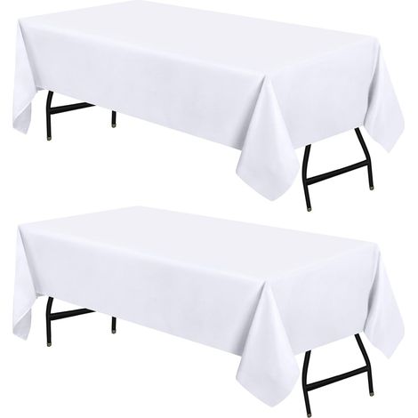 Tovaglia rettangolare - 153 x 260 cm (set da 2, bianco) Tovaglia lavabile in lavatrice, ideale per feste, eventi, matrimoni e ristoranti (1/5)