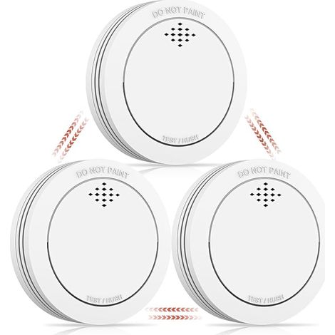 Détecteur de fumée avec Support magnétique Alarme Incendie connectée Batterie remplaçable sonore de 85 DB Fonction Silence pour la Maison