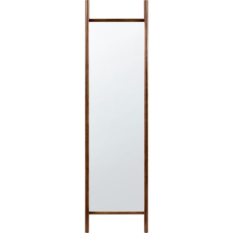 Espejo decorativo de pared estilo moderno de madera de pino 44 x 190 cm marrón oscuro Belleau (1/5)