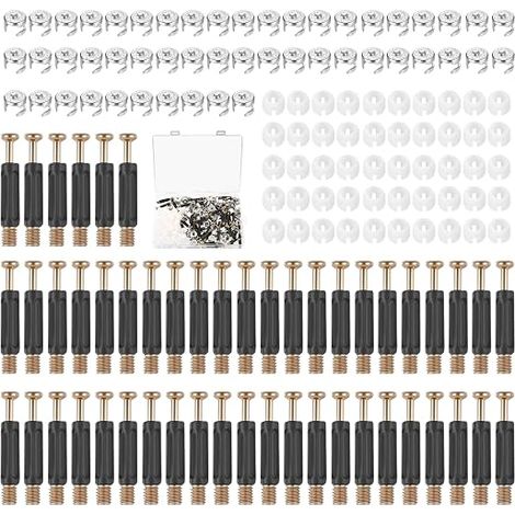 3 in 1 Eccentric Furniture Connector, Including Screw Studs, M6 x 40mm Bolts Cam Fittings Furniture Connector, Nuts Bolt Connecting Panels for Cupboard Cabinets (1/2)