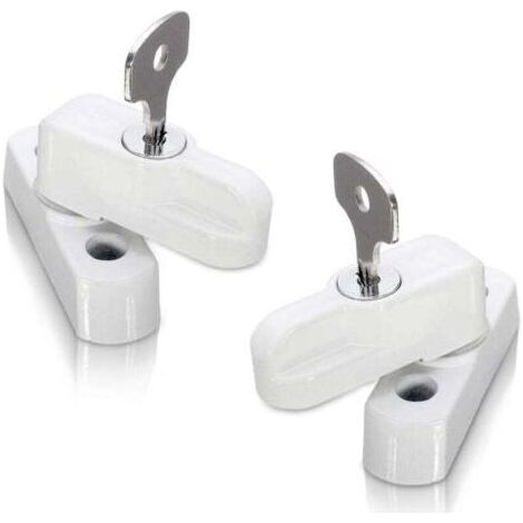 Bloqueurs de porte et de serrures de fenêtre pour portes, fenêtres en PVC et pour portes françaises, bloqueurs de châssis pour portes et fenêtres à double vitrage (Lot de 2, blanc) (1/4)