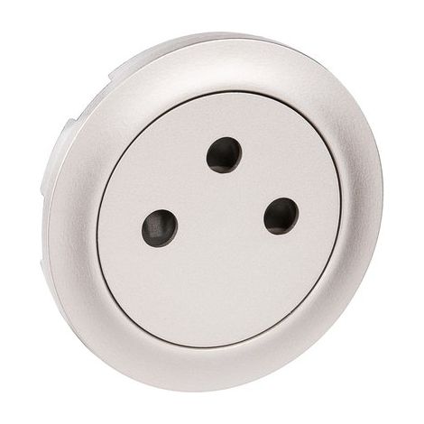 Enjoliveur prise de courant affleurant titane 2P+T – Plaque Legrand Céliane – Fixation rapide – Conception anti-poussière