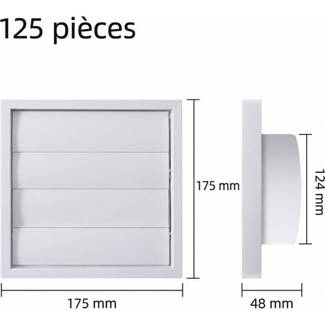 Grille d'aération extérieure carrée 125 mm n°6 modèle A à volets mobiles sans grille 6 125mm 17,5 × 4,8 × 17,5 cm 130 g – Livraison gratuite