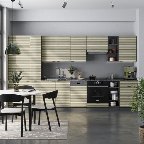 Cucina componibile Fame-Line, Pannello in rovere/antracite, 355 cm , PL Antracite, Vicco